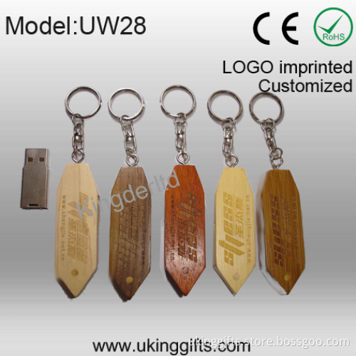 Wooden USB with Keychain/32GB Flash Drive for Customized Logo